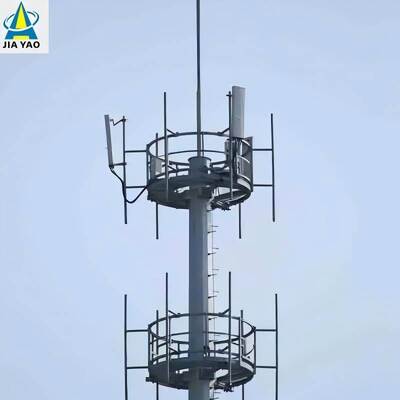 Menara Telekomunikasi Modular Monopole 27M Tahan Angin Tinggi Dirancang Daerah Padat Perkotaan Cakupan 5G Struktur Baja Galvanis Hot Dip