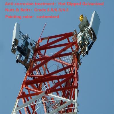 Menara Baja Sudut Berkaki 3 Perawatan Rendah Baja Q355 44M Untuk Telekomunikasi Perumahan