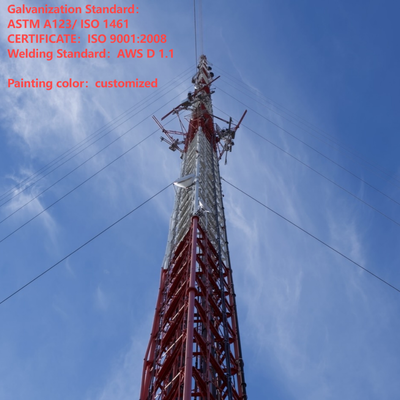 30 35M Hot Dip Galvanized Guyed Communication Tower Fondasi Kecil Untuk Area Padang Rumput