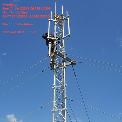 30 35M Hot Dip Galvanized Guyed Communication Tower Fondasi Kecil Untuk Area Padang Rumput