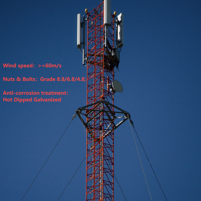 42 45M Q355 Steel Guyed Antenna Tower Penerapan Cepat Untuk Telekomunikasi Tambang Jarak Jauh