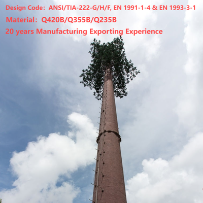 22 28 36Meter Hot Dip Galvanized Bionic Tree Telecom Tower Disamarkan Untuk Area Pemandangan Wisata