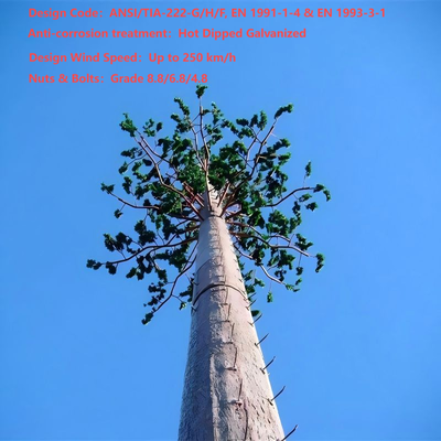 12 22 30Meter Q355 Steel Bionic Tree Communication Tower Untuk Lanskap Kota Perkotaan