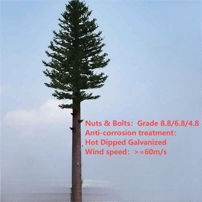 Menara Pohon Pinus Bionic Kustom 15 25 32Meter Untuk Cakupan Sinyal 5G Taman Kota