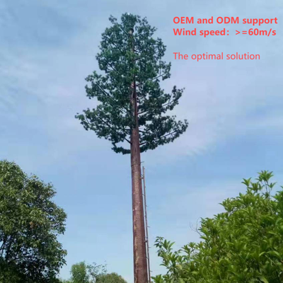 Menara Pohon Pinus Bionic Kustom 15 25 32Meter Untuk Cakupan Sinyal 5G Taman Kota
