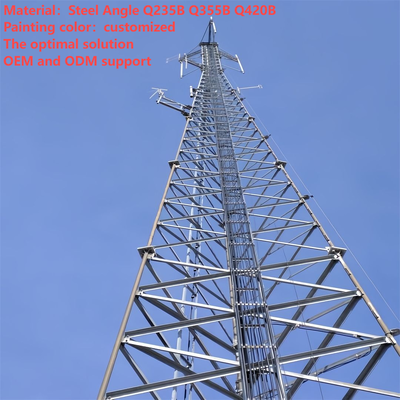 44m 54m 66m 74Meter Hot Dip Galvanis 3 Tabung Menara Telekomunikasi Untuk Terminal Bus Hub 5G