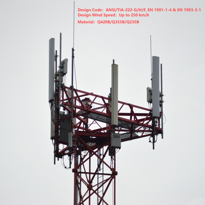 48m 60m 70m 77Meter Compact Footprint 3 Tube Telecom Tower Untuk Jalan Pejalan Kaki Perkotaan 5G