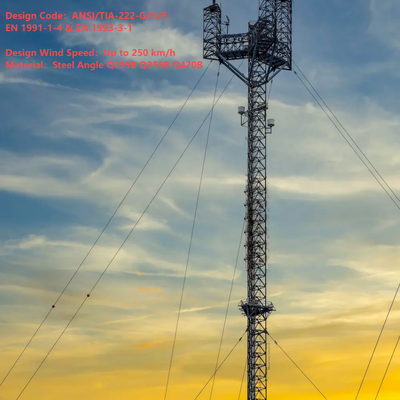 38 46 52M Menara Kawat Guyed yang Dioptimalkan Beban Angin Untuk Penggunaan Stasiun Pemantauan Seismik