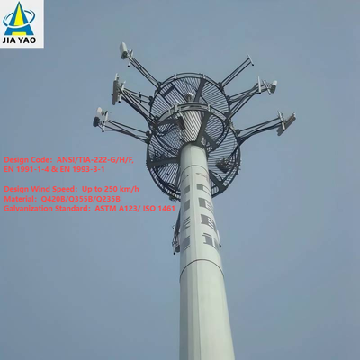 28 36 38Meter Internal Cable Routing Monopole Tower for Pedestrian Overpass Coverage 5G