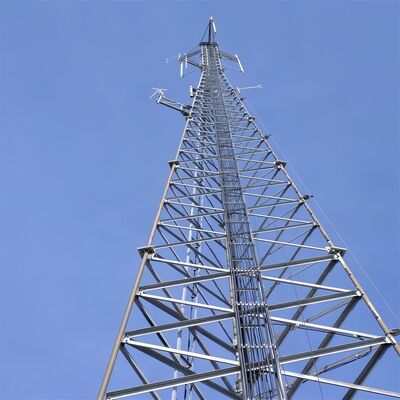 Menara Antena Radio BTS Tubular Komunikasi Baja 3 Tabung 100FT HDG untuk Stasiun Pangkalan Telekomunikasi