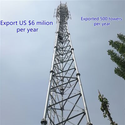 30M Q355 Steel 3 Tube Telecom Tower Compact Footprint Untuk Stasiun Komunikasi