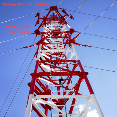 35M Q355 Steel Guyed Tower Light Foundation Untuk Cakupan Area Padang Rumput Yang Luas