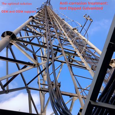 Menara Kisi Baja Tabung Berkaki 3 Presisi Tinggi untuk Stasiun Pangkalan 4G 5G 20M 30M 45M 60M Tiang Telekomunikasi Tahan Angin Galvanis DIP Panas