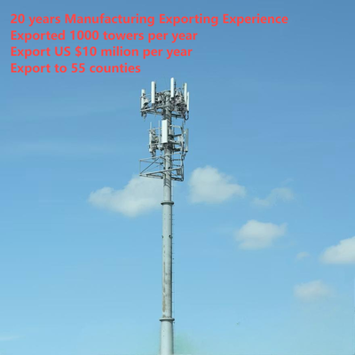 Menara Telekomunikasi Monopole Kelas Industri 20m-40m dengan Tangga Panjat Internal dan Platform Pemeliharaan untuk Stasiun Pangkalan Kota Cerdas Perkotaan