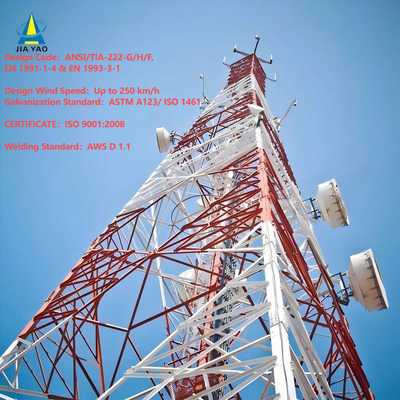 Transmisi Sinyal Menara Sel Seluler Radio Komunikasi Baja Sudut 4 Kaki untuk Telekomunikasi